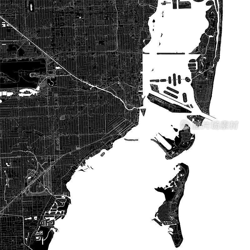 迈阿密，佛罗里达矢量地图
