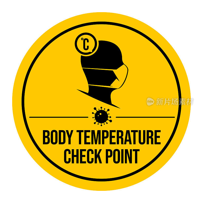 检查体温警告信号。关于冠状病毒、covid-19或流感媒介插图的警告标志。体温矢量图标。