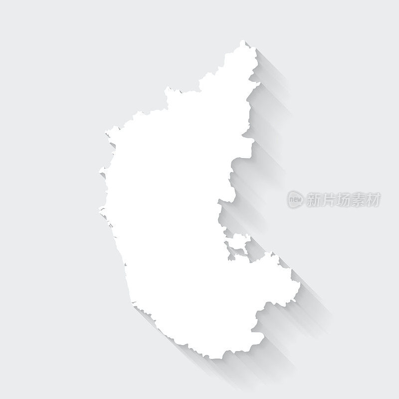 卡纳塔克邦地图与长阴影空白背景-平面设计