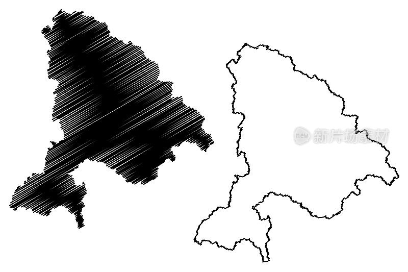 天安城(韩国，大韩民国，韩国，忠清南道)地图矢量插图，涂鸦草图天安城地图