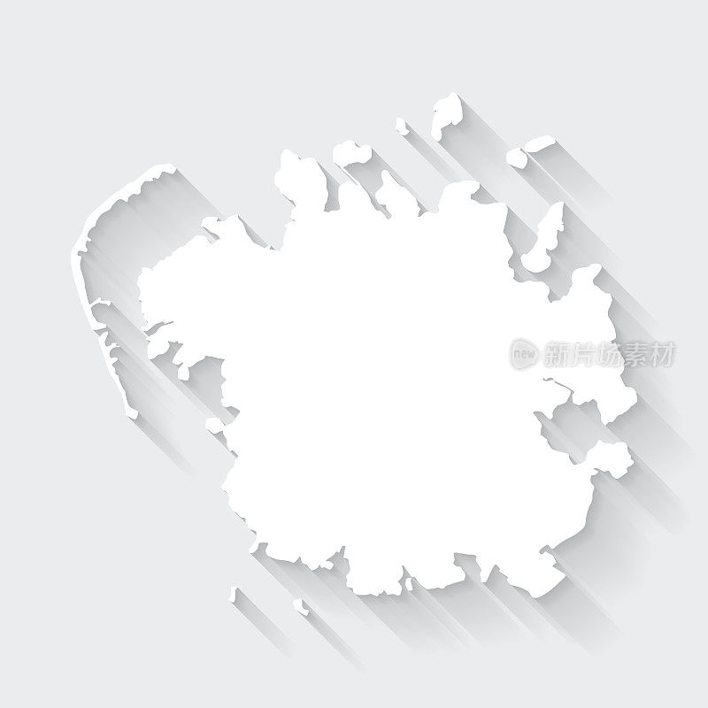 密克罗尼西亚地图与空白背景的长阴影-平面设计