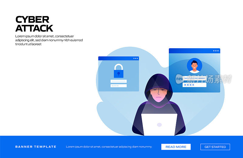 网络攻击概念矢量插图网站横幅，广告和营销材料，在线广告，业务演示等。