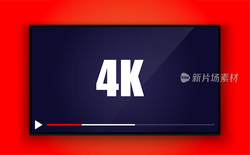 电视直播4K高清视频模型上的红色背景