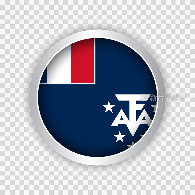 法国南部和南极的旗帜在透明的背景元素为网站圆形按钮