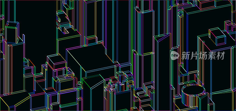 彩色城市建筑线条结构图案背景