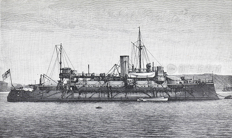 埃莫船。或古董战船或战船。德国装甲船或战船。(满分1889分)。
手绘雕花插图