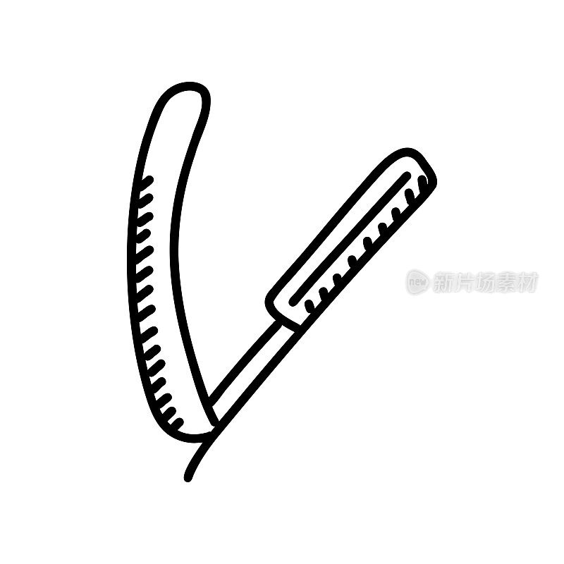 剃刀手绘制图标,涂鸦风格矢量插图