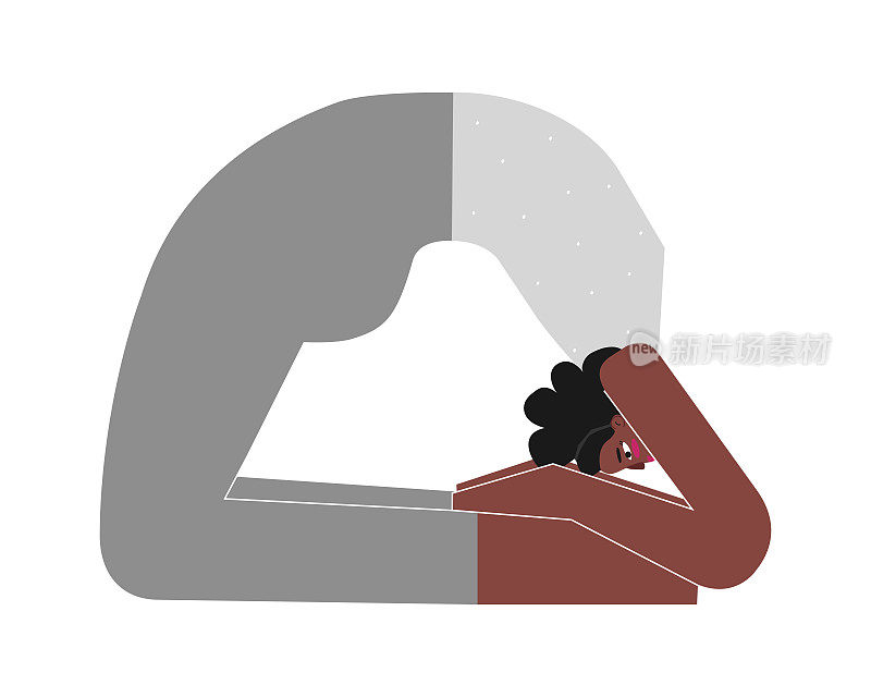 矢量概念与非裔美国女性性格。女强人在瑜伽课上学习姿势卡波塔式。后屈鸽子式健身