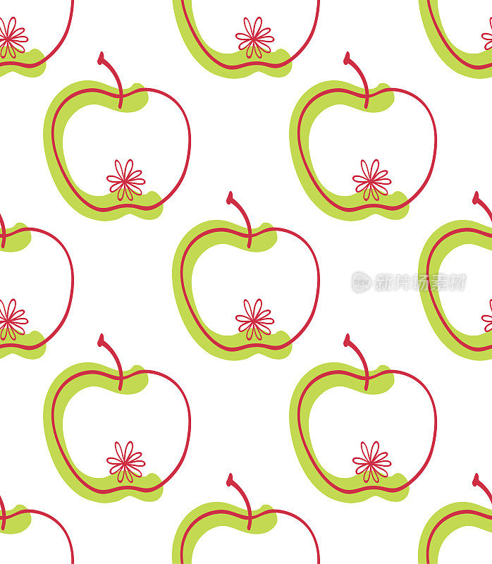 漂亮的苹果。创意无缝模式矢量插图。夏季设计与浆果和水果的背景。