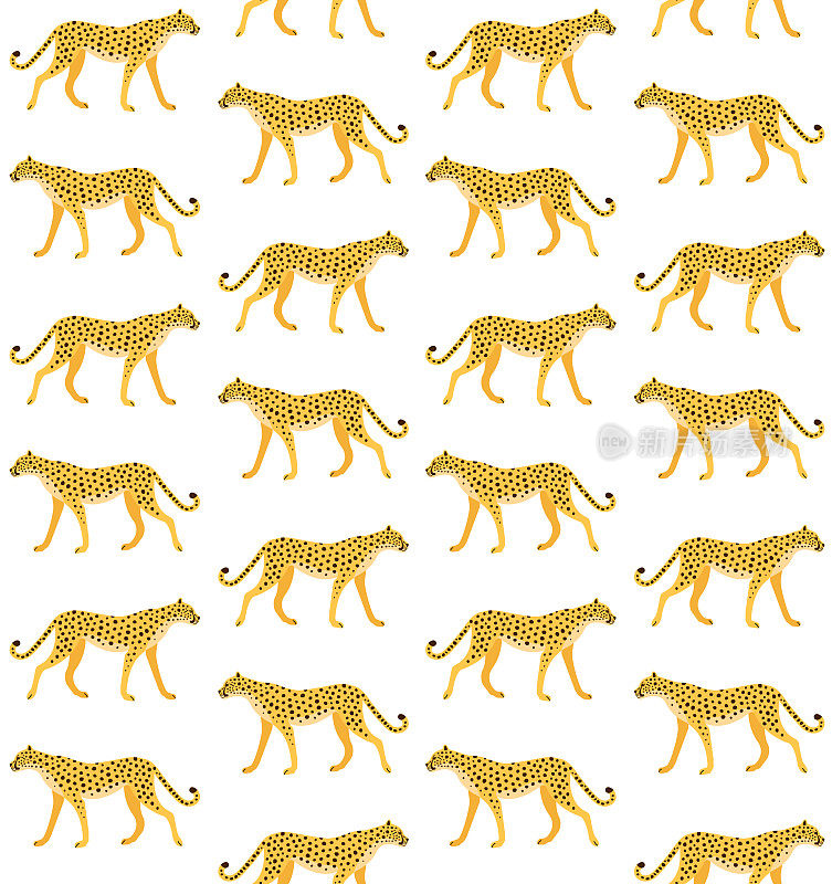 矢量无缝模式的平手绘制猎豹