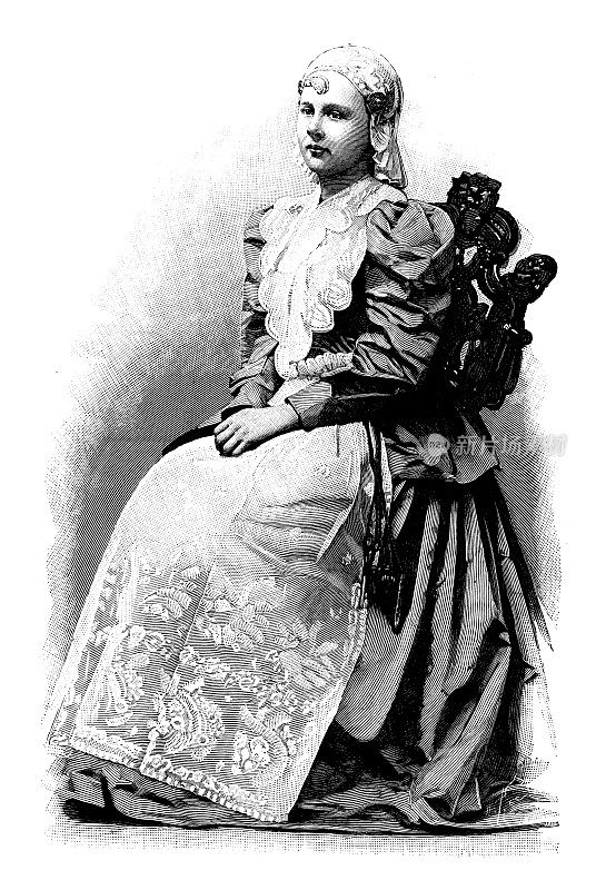 古董照片:荷兰威廉敏娜女王，1893年