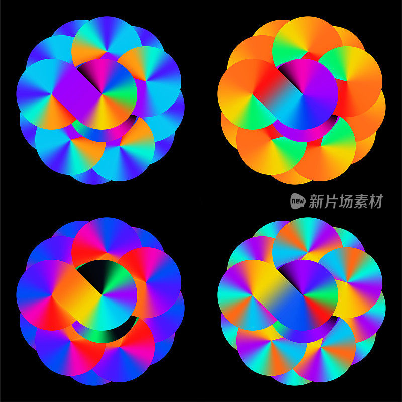 颜色矢量插图径向霓虹灯明亮的渐变转弯射线图案