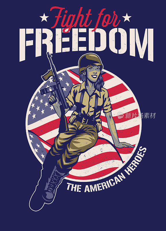 二战女兵的复古t恤设计