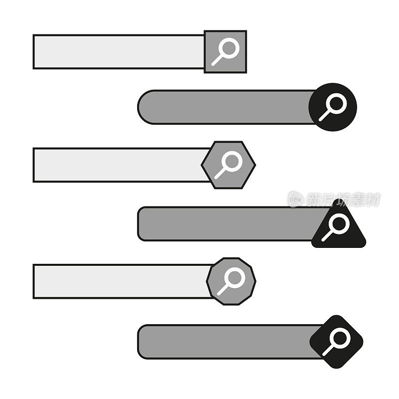 搜索栏图标设置。计算机接口。信息图表元素。矢量插图。股票的形象。