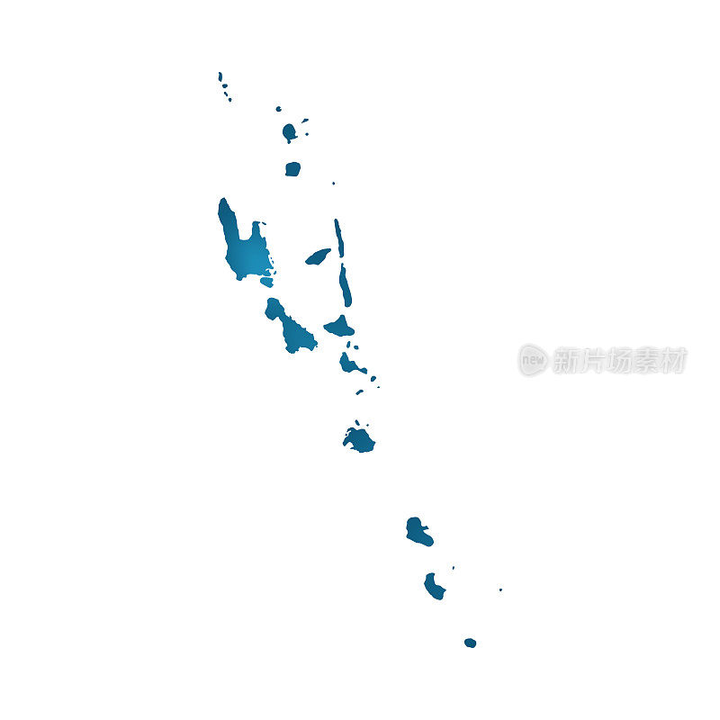 瓦努阿图地图-白纸，蓝色背景