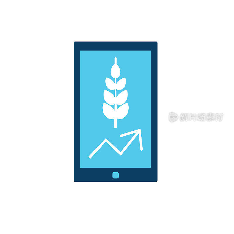 智能农业应用程序的农业图标在平坦的颜色上透明的背景