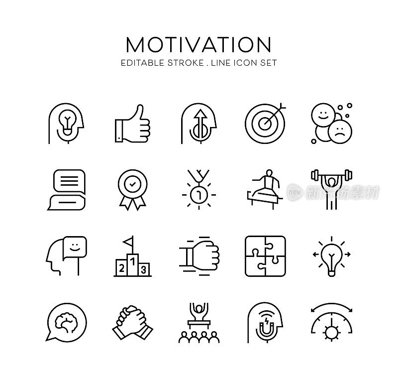 动机,想法,点赞,动机,目标,态度,合作图标
