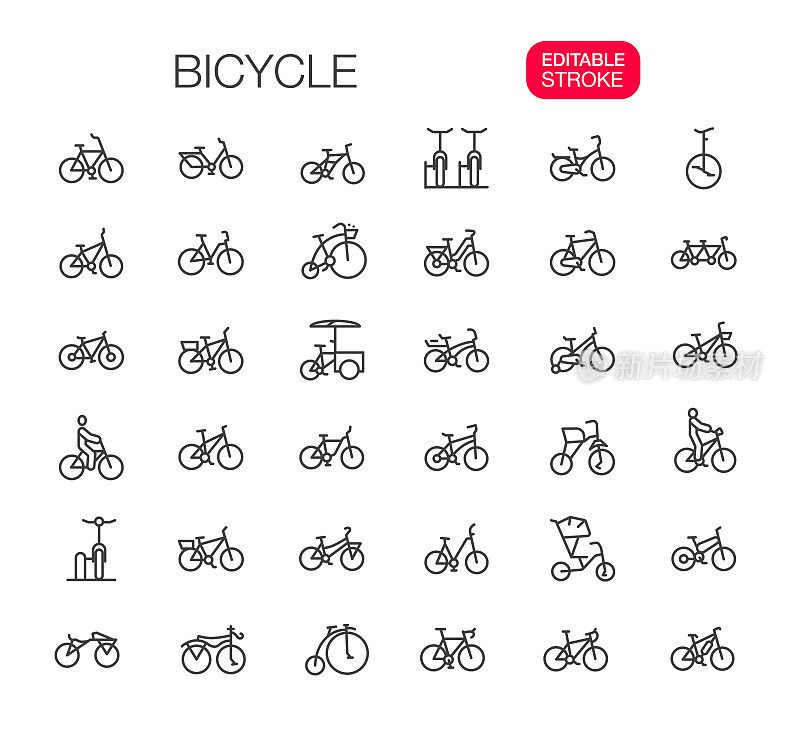 自行车线图标设置可编辑的笔画