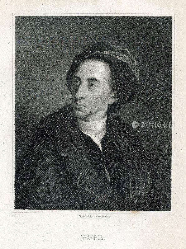 亚历山大・蒲柏，英国诗人，钢雕刻1833年