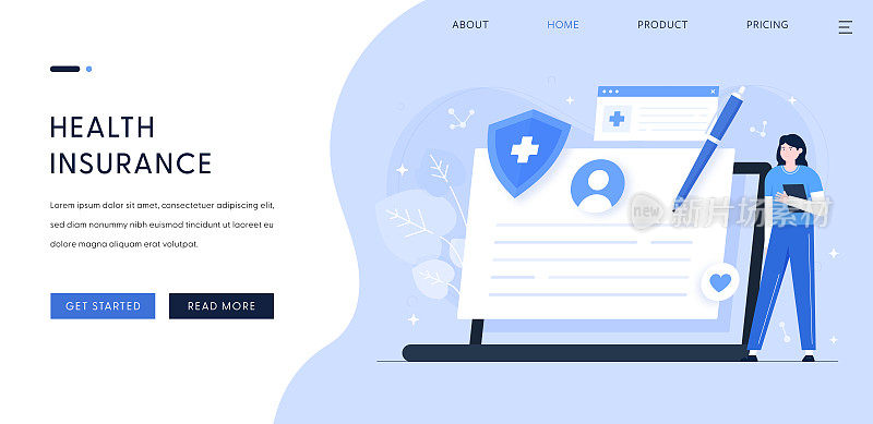 登陆页模板的健康保险插图