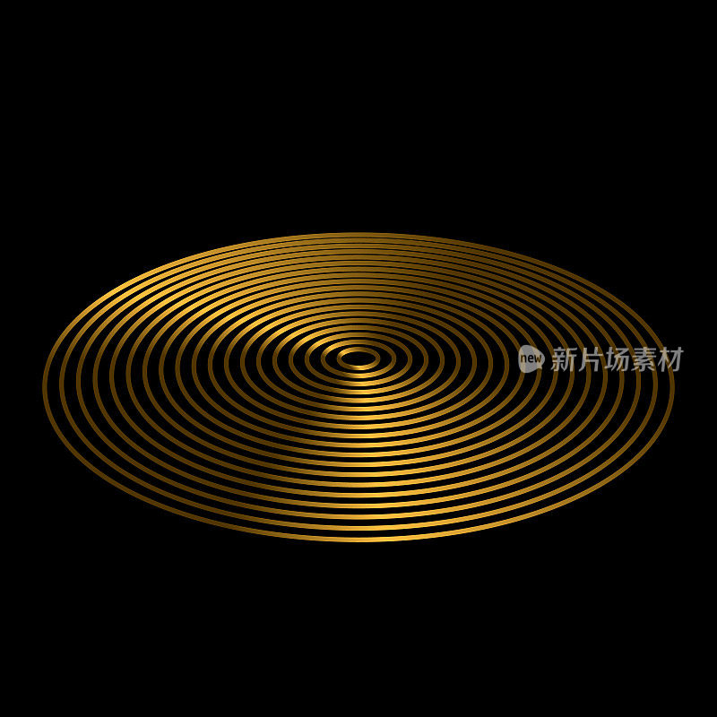 透视，金属金色的圆盘，薄薄的轨道，反射光