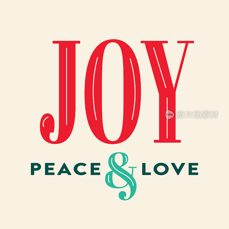 圣诞节和假日标签设计喜悦和平与爱与节日问候