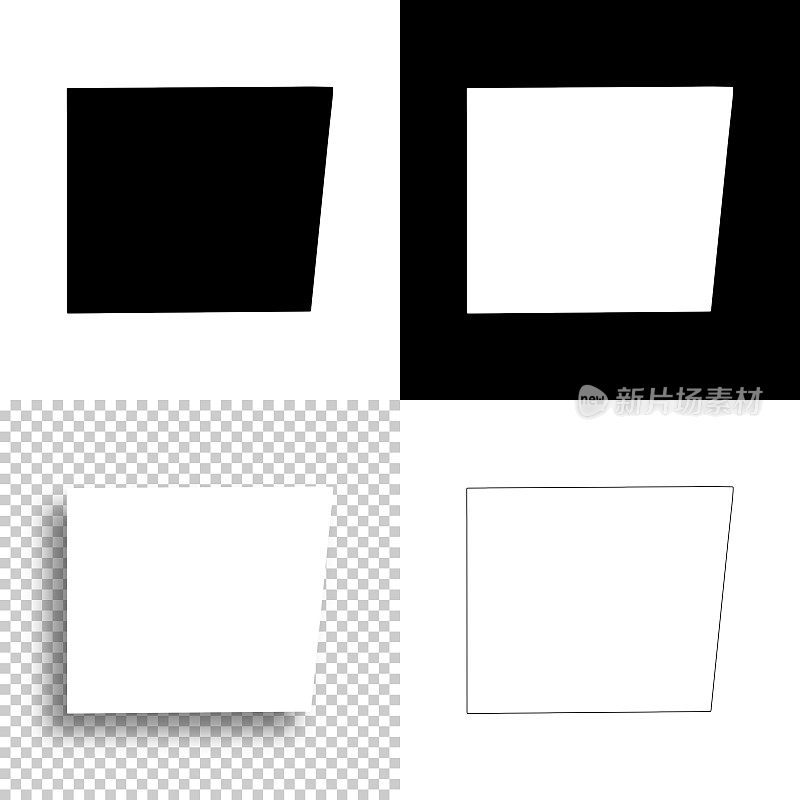 密西西比诺苏比县。设计地图。空白，白色和黑色背景