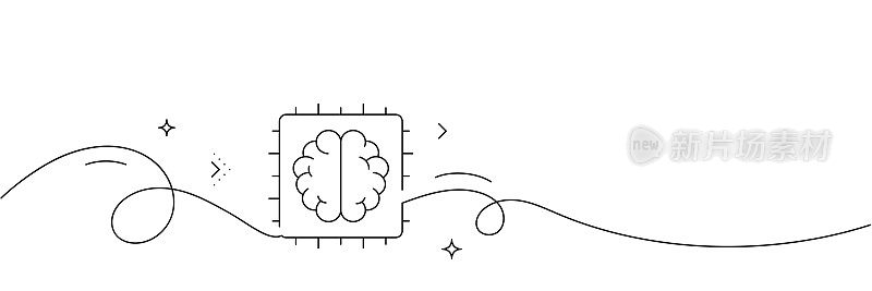 人工智能图标的连续线条绘制。手绘符号矢量插图。