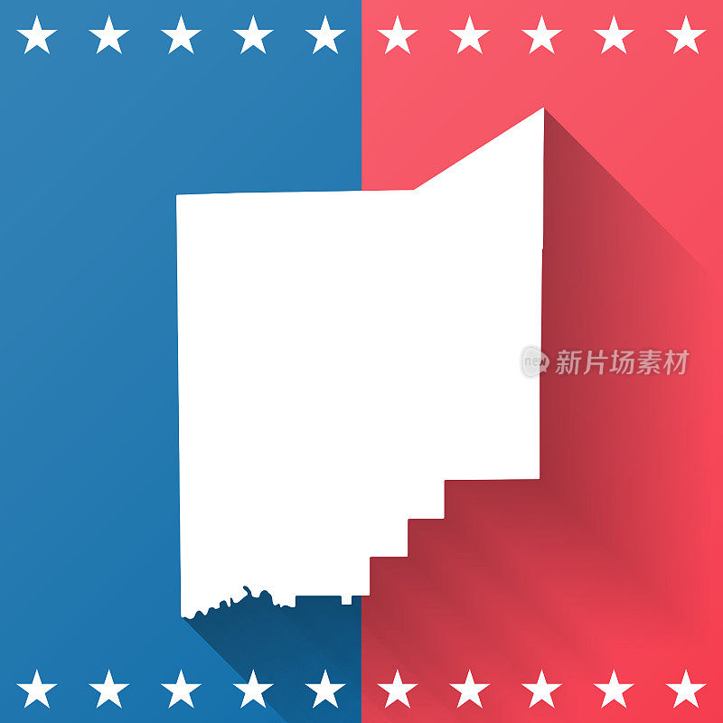 印第安纳州的詹宁斯县。地图在蓝色和红色的背景