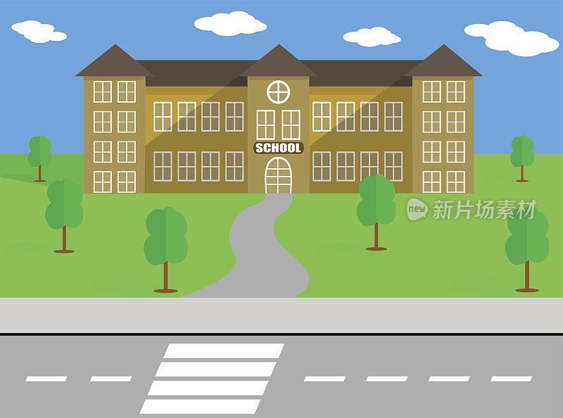 学校建筑和校园背景