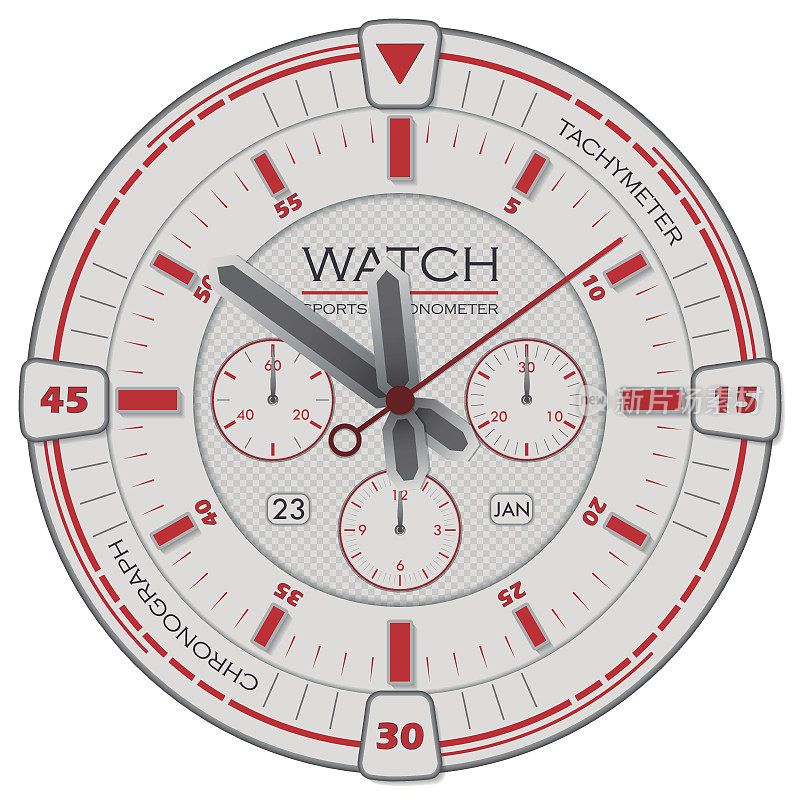 手表运动计时器红色和白色