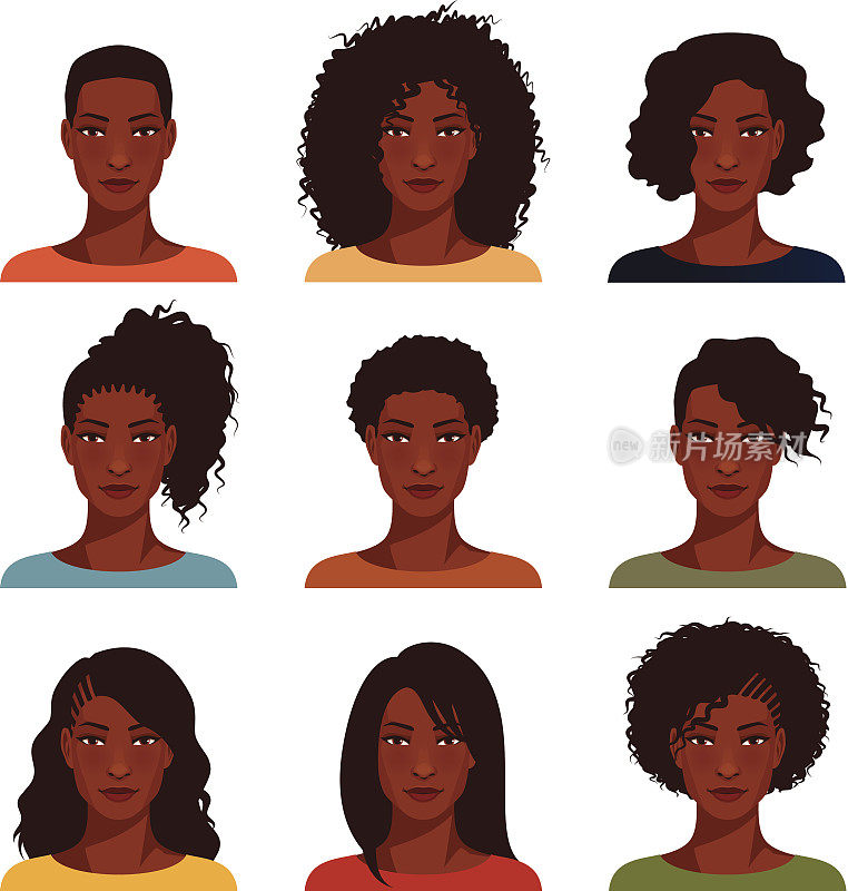 有各种发型的非裔美国妇女