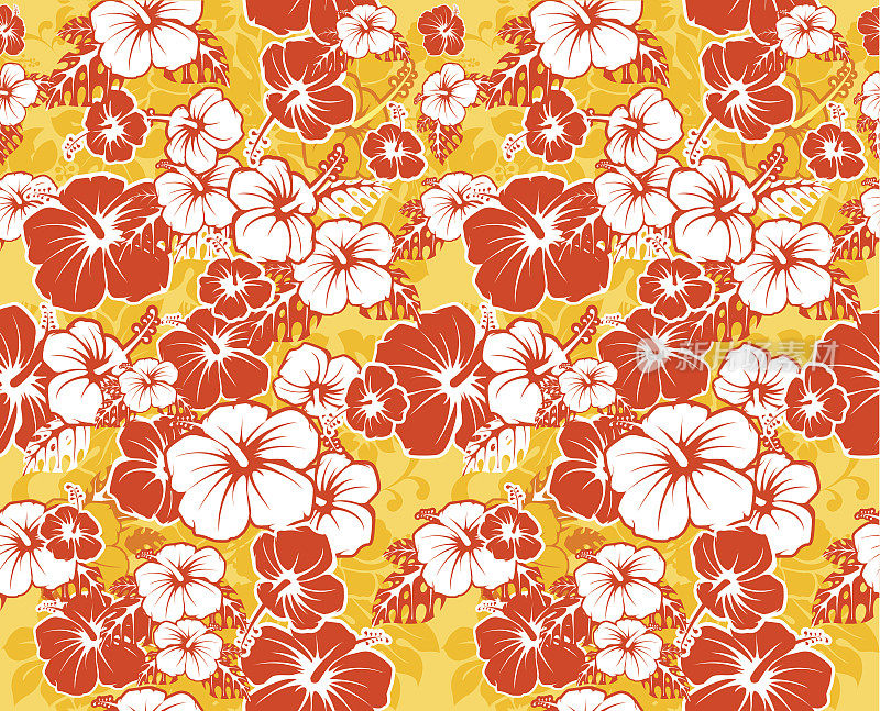 花无缝夏威夷背景与木槿花