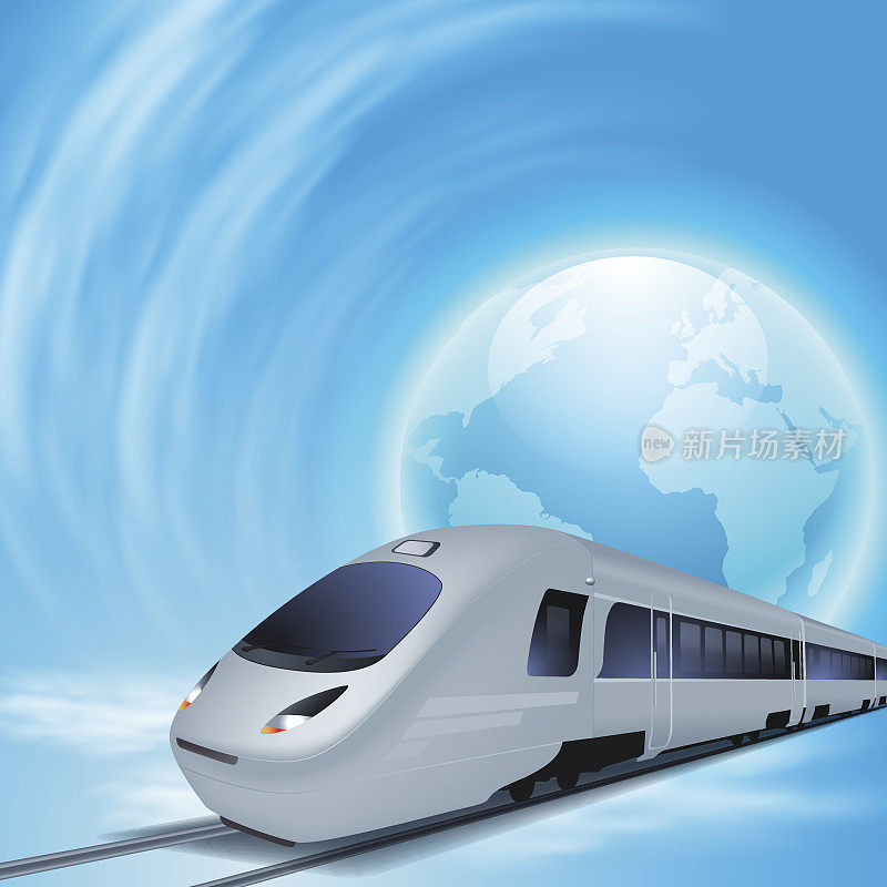 高速列车和全球的概念背景。