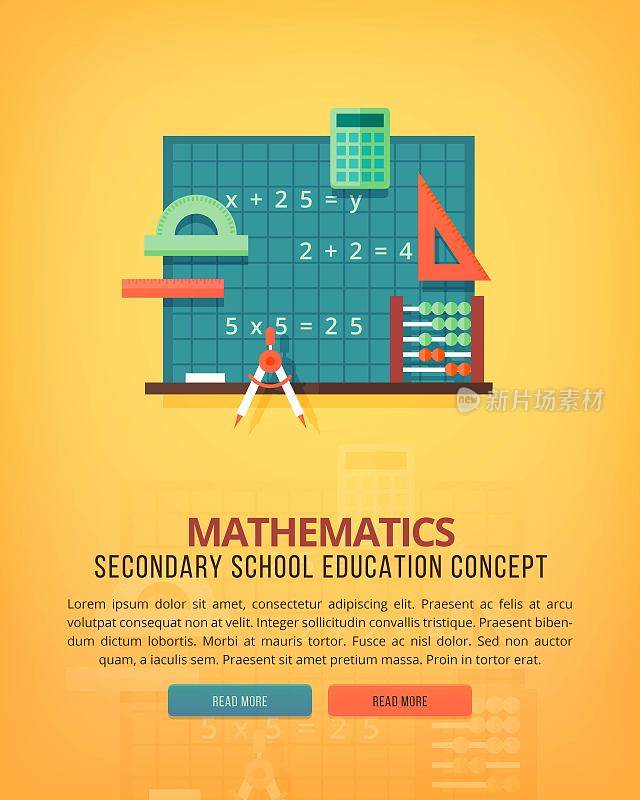 一套平面设计插图概念的数学。教育和知识观念。数学科学。网站横幅和宣传材料的概念。