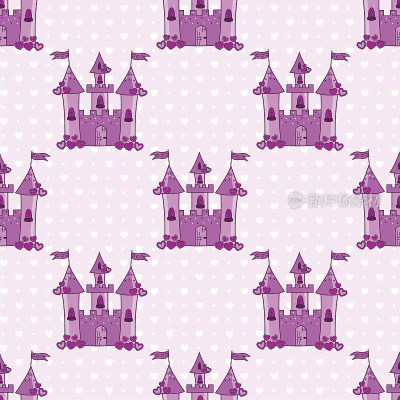 无缝模式与粉色城堡的公主