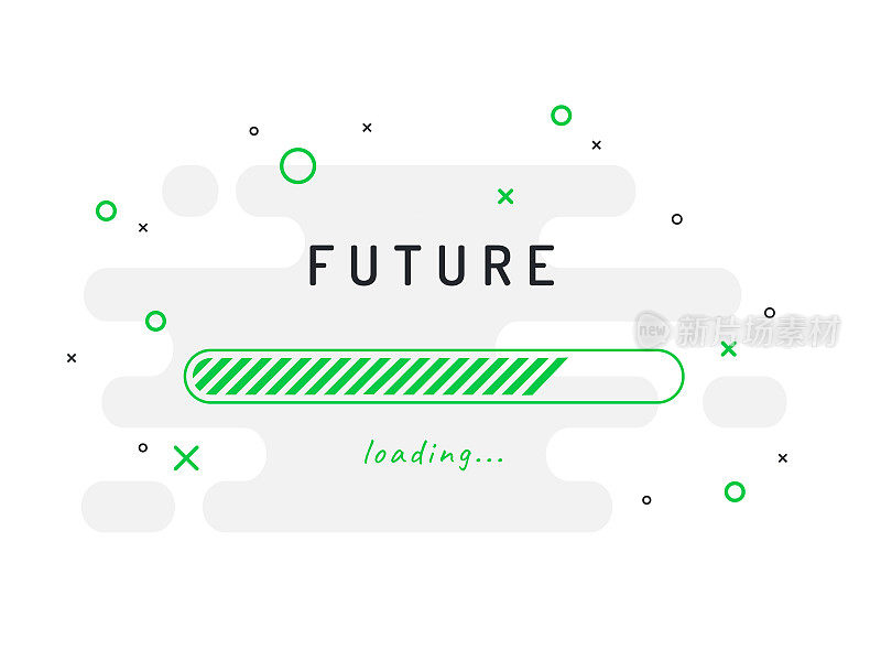 未来加载矢量插图。绿色背景。