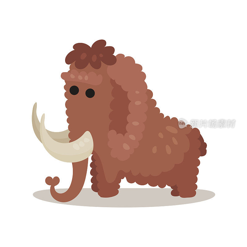 猛犸象，史前灭绝动物彩色矢量插图