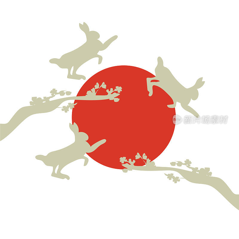 矢量插图秋夕，字面意思是秋夜，也被称为hangawi或韩国中秋节。月亮兔或野兔。