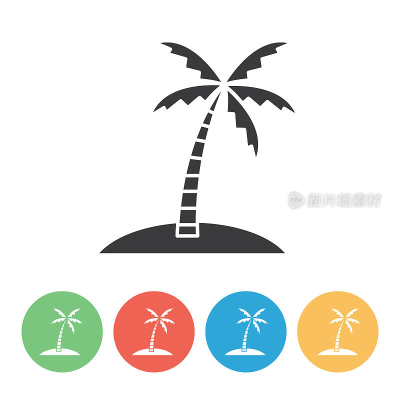 简单的旅行图标在圆形颜色的基础上-棕榈树