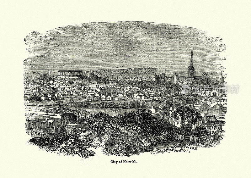诺里奇城，英格兰，维多利亚19世纪