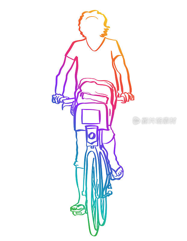 租赁自行车的彩虹
