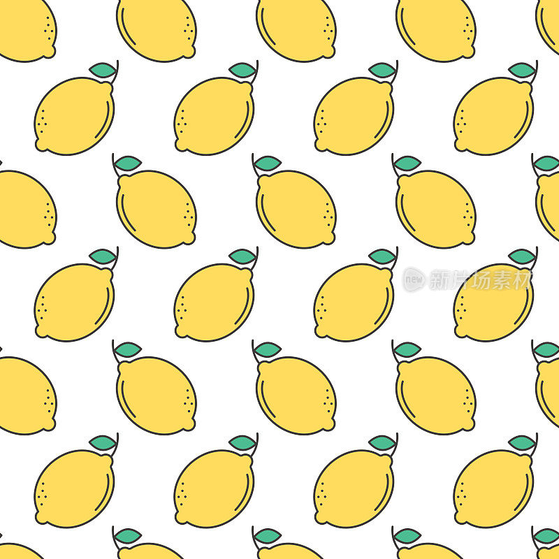 水果图标无缝模式，柠檬