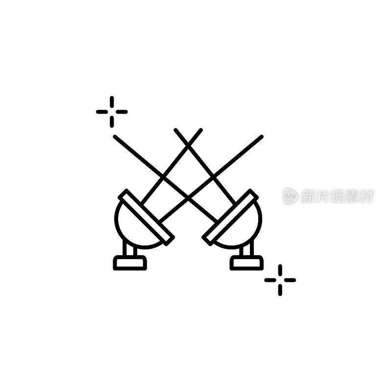 聚光灯下的图标。简单的线条，轮廓矢量元素的剧院ui和用户体验，网站或移动应用