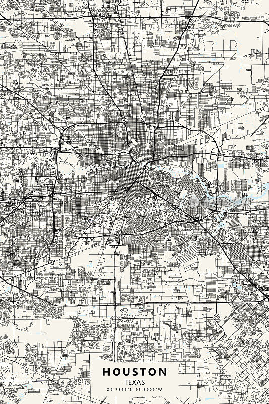 休斯敦，德克萨斯矢量地图