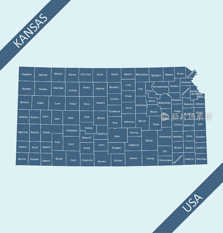 堪萨斯县地图