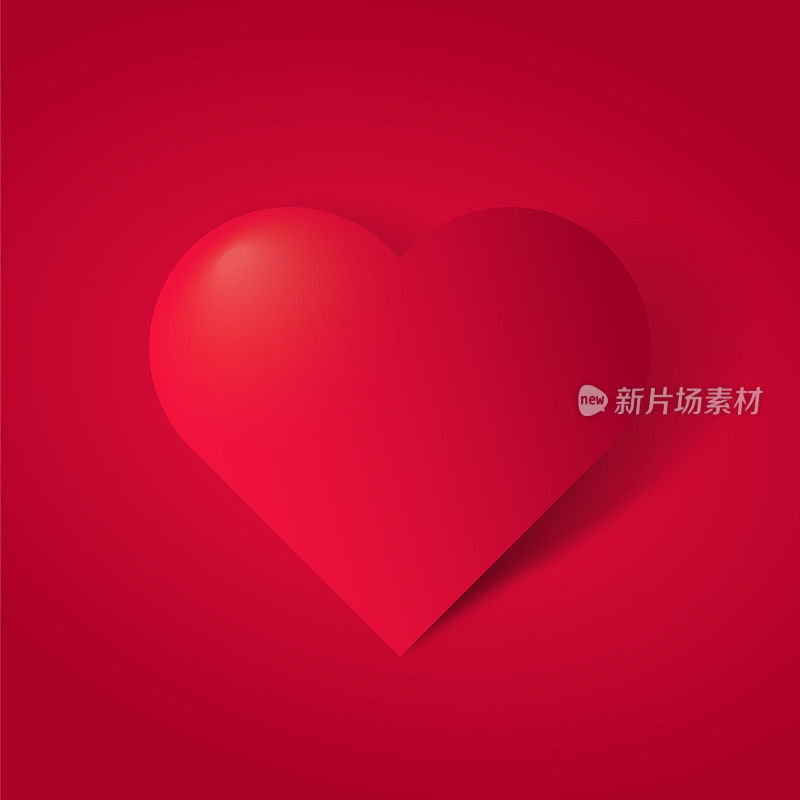 情人节快乐，红色背景上有象征3d红心。股票插图