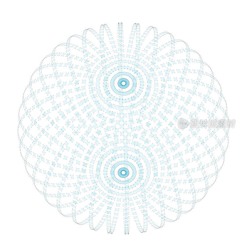 抽象的球形透明的三维形状制成的立体正方形与透视