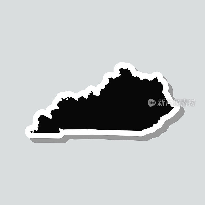 肯塔基州地图贴纸灰色背景