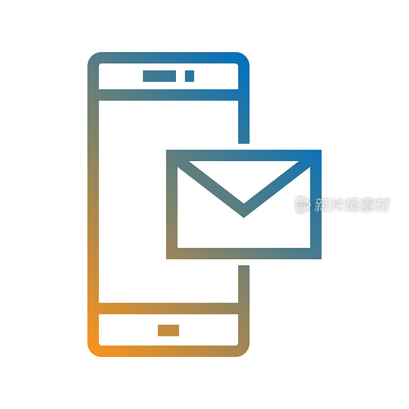 移动信息服务线图标，轮廓矢量符号